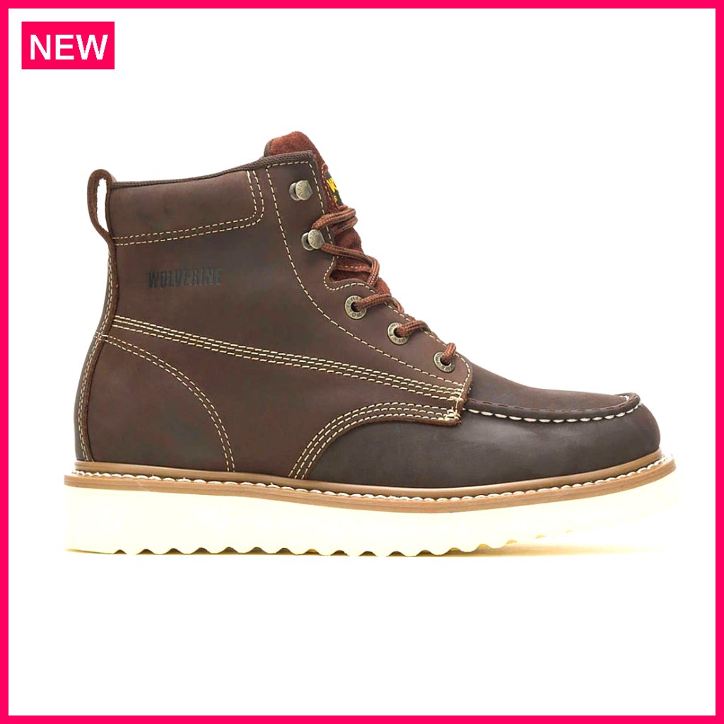 Men's 6" Wedge Work Boots, Leather, Steel Toe, Comfort Fit
